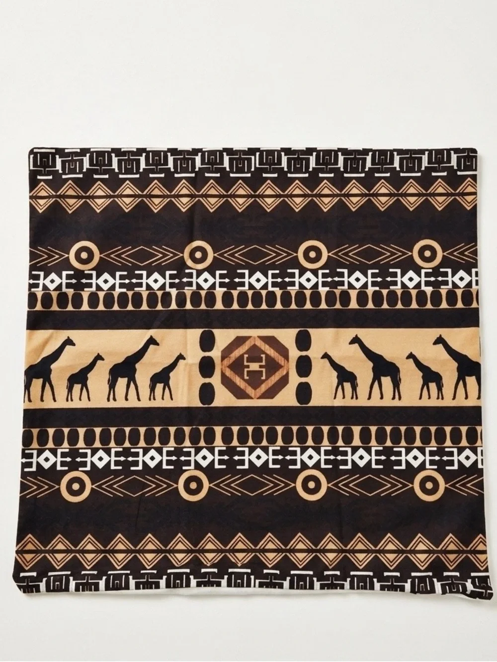 Set of 2 African Tribal & Giraffe Print Throw Pillow Covers - 17x17
